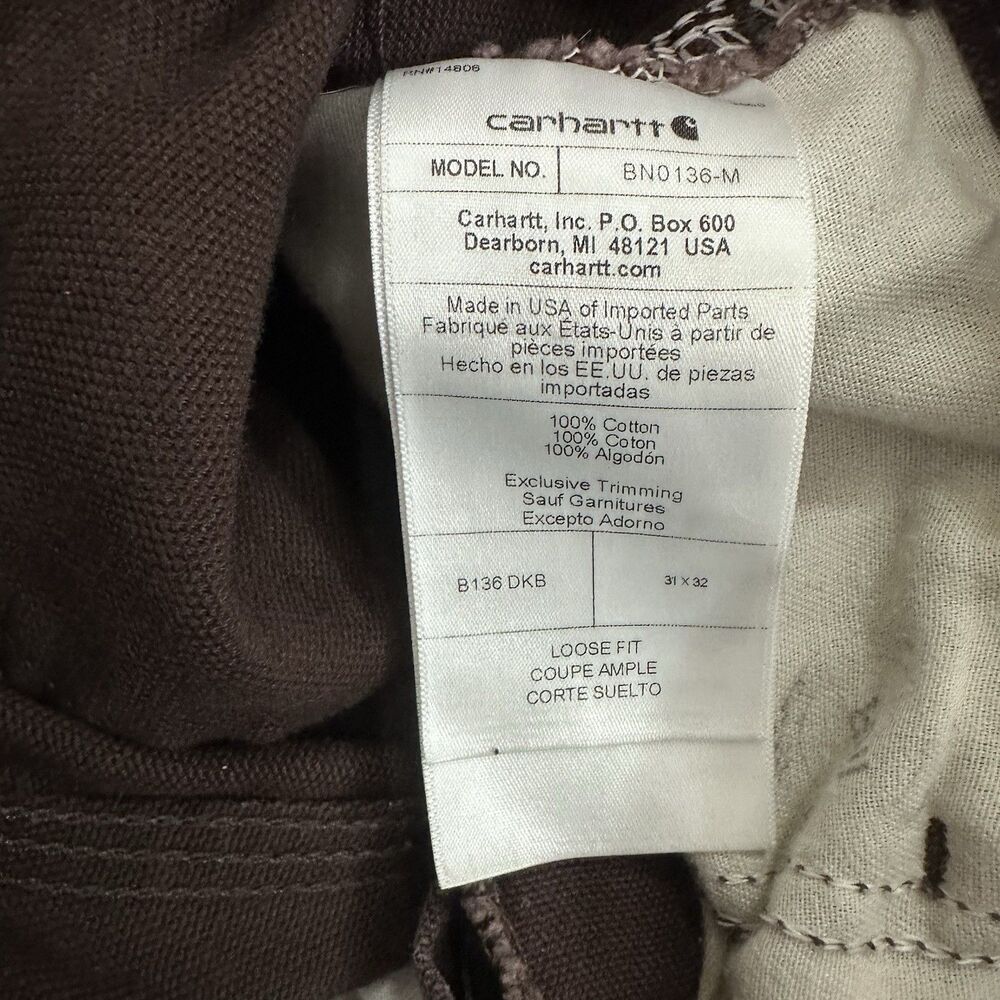 Carhartt Pants Mens 31 x 32 Brown Duck Dungaree Double Knee Workwear B136 DKB - Picture 8 of 10